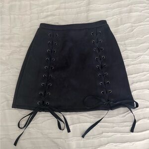 Navy blue Lace-Up Mini Skirt
